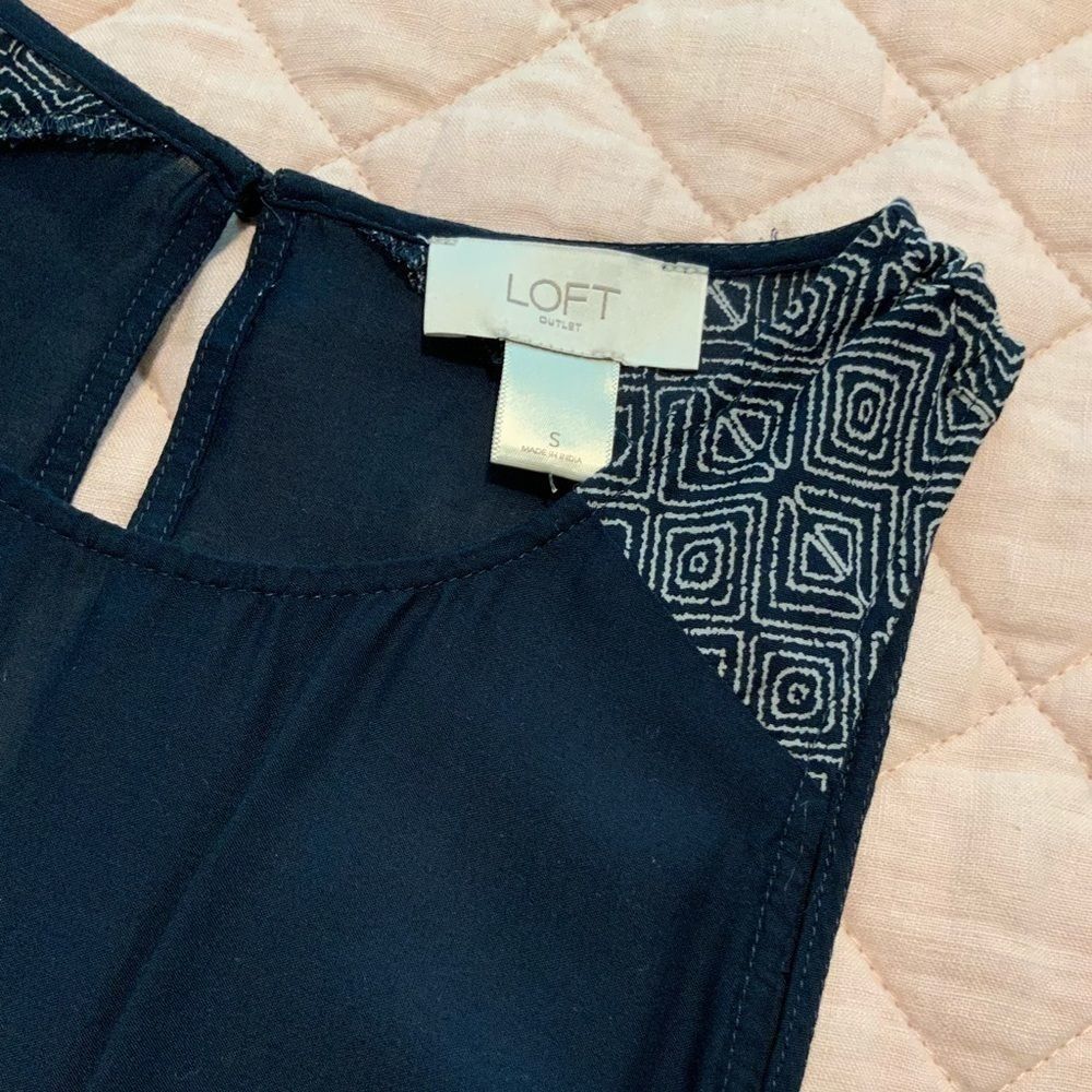 Loft navy blue sleeveless dress size S - Picture 3 of 6